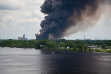 Obraz premium chemical spill of largest known volume in history, created with generative ai