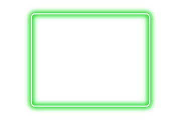 Neon green frame png. Glowing frame on transparent background.
