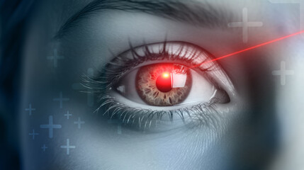 Advancing Visual Precision: Exploring Concepts of Laser Eye Surgery and Visual Acuity Check-Up - obrazy, fototapety, plakaty