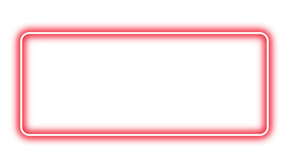 Neon red frame png. Glowing frame on transparent background.