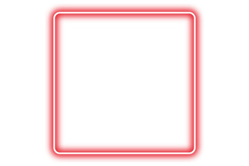Neon red frame png. Glowing frame on transparent background.