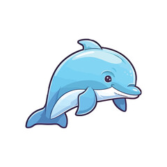 Fototapeta premium Adorable Dolphin: A Charming 2D Illustration