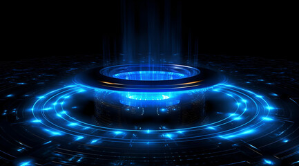 an image of a blue light on dark background. Generative AI.