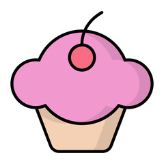 Cupcake Line Color Icon