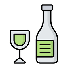Wine Line Color Icon