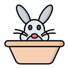 Easter Bunny Line Color Icon