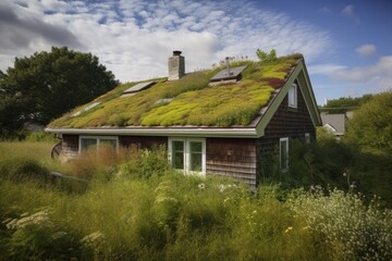 Fototapeta na wymiar green roof, providing insulation and reducing energy costs in eco-friendly home, created with generative ai