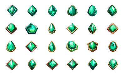 Vector emerald set, isolated on white background. Eps10 vector illustration.