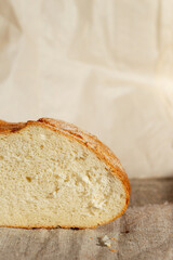fresh white bread in a cut, on a light background