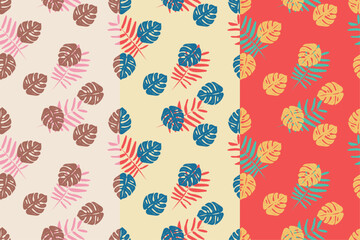 Seamless patern of retro floral theme and various leaves
