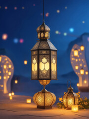 Obraz premium The ramadan kareem islamic background, Generative AI Illustration.