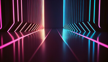 3d render abstract neon background Ai generated image
