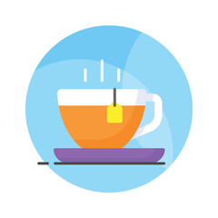 A hot tea cup vector icon design, hot beverage concept