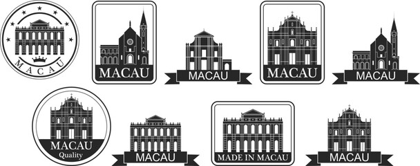 Macau set. Isolated Macau on white background