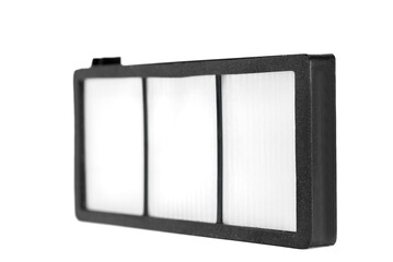 clean air filter in cleaning robot of housekeeping cleaner vacuum machine technology for clean dirty dust pollution service in house on white background