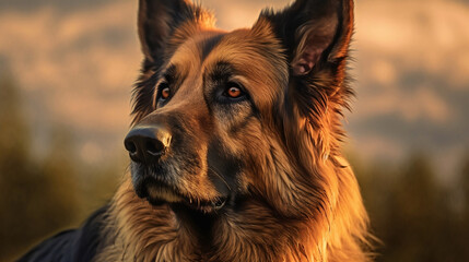 German shepherd dog close up portrait