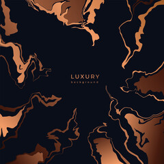 Luxury golden marbled banner for social media. Gold marble on black background. Shiny bronze veins of marble. Сurved concentric lines