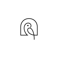Bird in a cage logo in minimalist and simple line art style