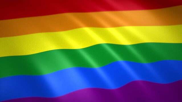 Waving LGBTQ+ flag for background. 3D animated illustration