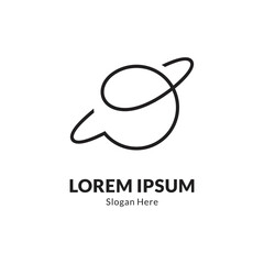 planet saturn logo in minimalist and simple line art style © Dina