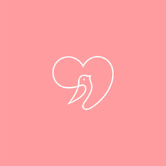 Love bird logo in minimalist and simple line art style