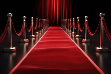 red carpet with runner leading to movie premiere or awards show, created with generative ai