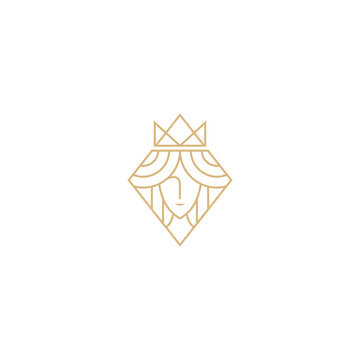 Queen logo in minimalist and simple line art style