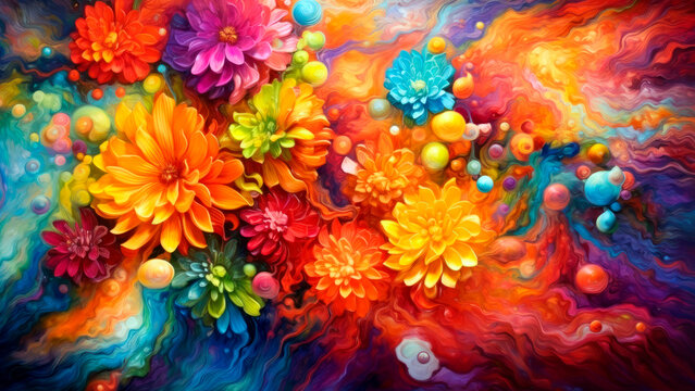 vibrant explosion of colors creates a kaleidoscopic effect, evoking a sense of joy and excitement, Generative AI