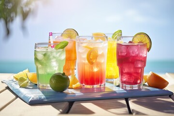 Fototapeta premium endless summer with endless collection of colorful drinks, created with generative ai