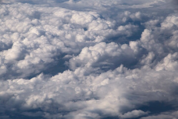 aerial view on fluffy clouds