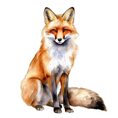 Fototapeta premium Aquarell-Handzeichnung eines Fuchses: Anmutige Tierdarstellung in Wasserfarben