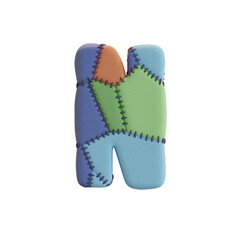 Stitched Fabric Colors 3D Alphabet or PNG Letters