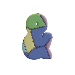 Stitched Fabric Colors 3D Alphabet or PNG Letters