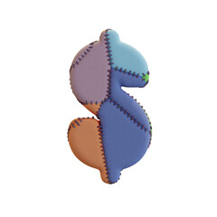 Stitched Fabric Colors 3D Alphabet or PNG Letters