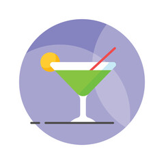 A glass of fresh drink with piece of lemon showing concept icon of summer drink