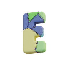 Stitched Fabric Colors 3D Alphabet or PNG Letters