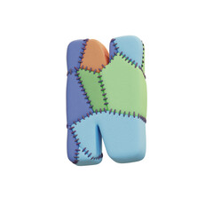 Stitched Fabric Colors 3D Alphabet or PNG Letters
