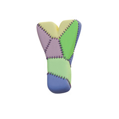 Stitched Fabric Colors 3D Alphabet or PNG Letters