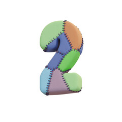 Stitched Fabric Colors 3D Alphabet or PNG Letters