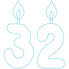Number 32 with candle festive design.