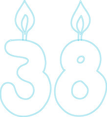 Number 38 with candle festive design.