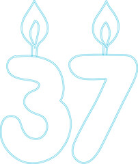 Number 37 with candle festive design.