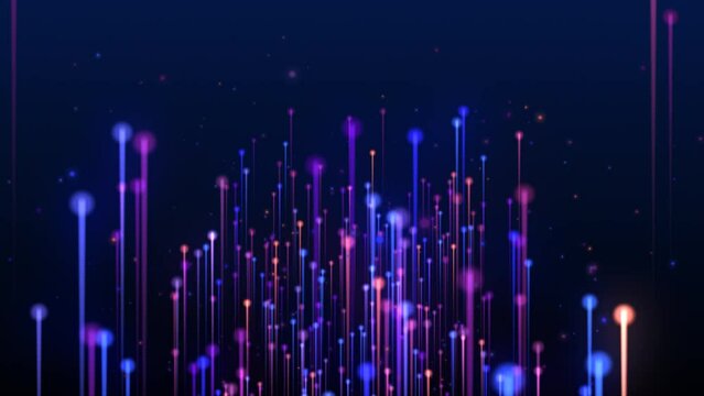 An abstract flow of multicolored comets with multicolored particles. Hyptotic lines.  Romantic holiday wishes, wedding background. 4K video.