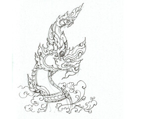 illustration of a tattoo pencil drawing for card decoration tattoo