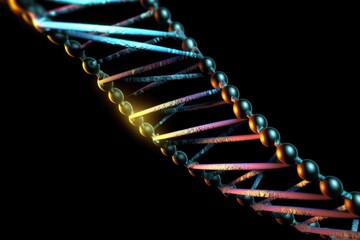dna double-helix twisting and turning, revealing the beauty of its molecular structure, created with generative ai