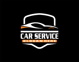 Car logo in simple line graphic design template vector