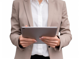 Successful Businesswoman Professional Empowered by Technology, Managing Operations with Tablet