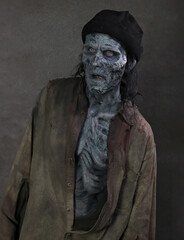Fototapeta na wymiar Male Zombie Ghoul Ghost 