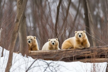 polar bear mother watches over her cubs, ready to defend them against any threat, created with generative ai