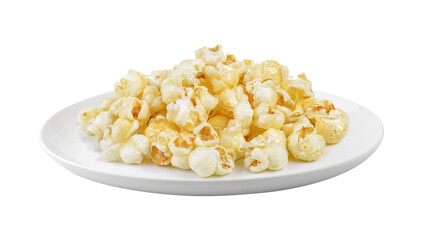 Popcorn in a plate isolated on transparent png